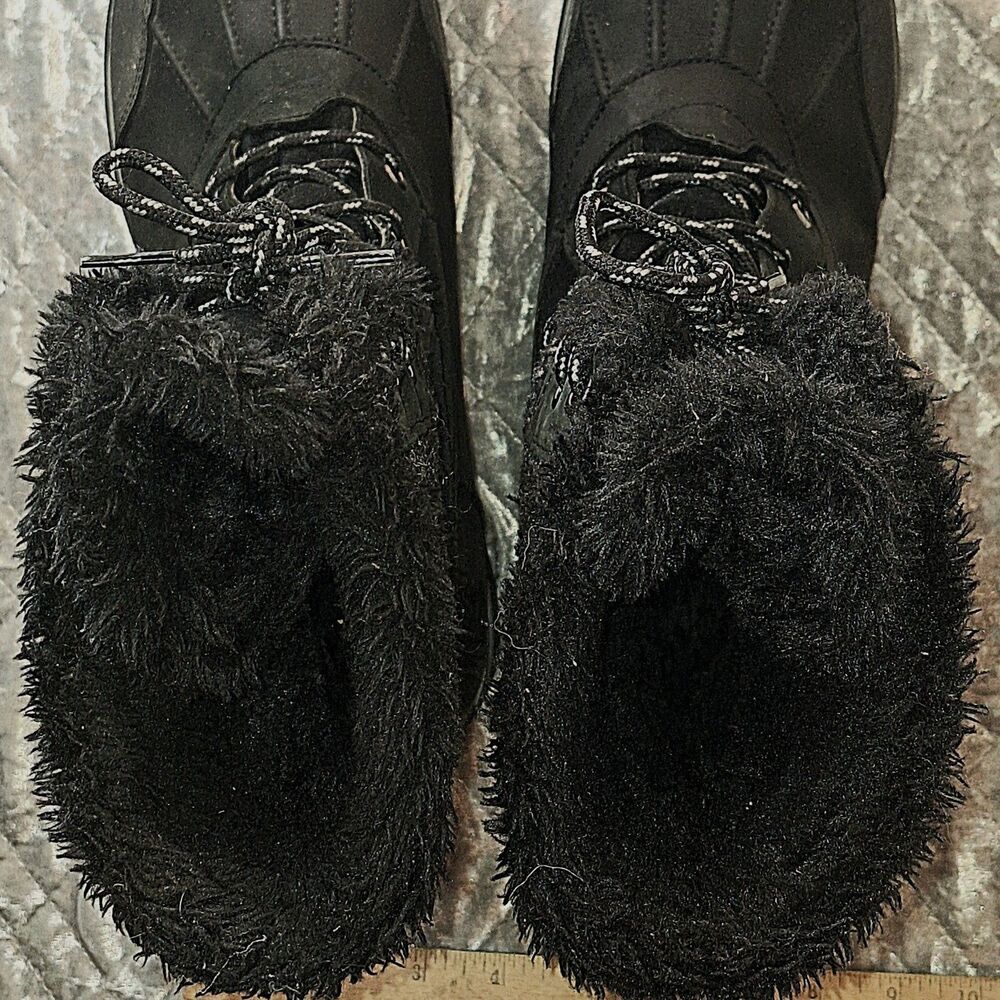 Lands End Womens 473076 Avalanche Snow Boot Black Suede Lace Up Faux Fur Trim 11 - Picture 6 of 12